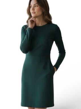 H&M Emerald Green Open Back Cocktail Dress Size 6 Long Sleeve Mini